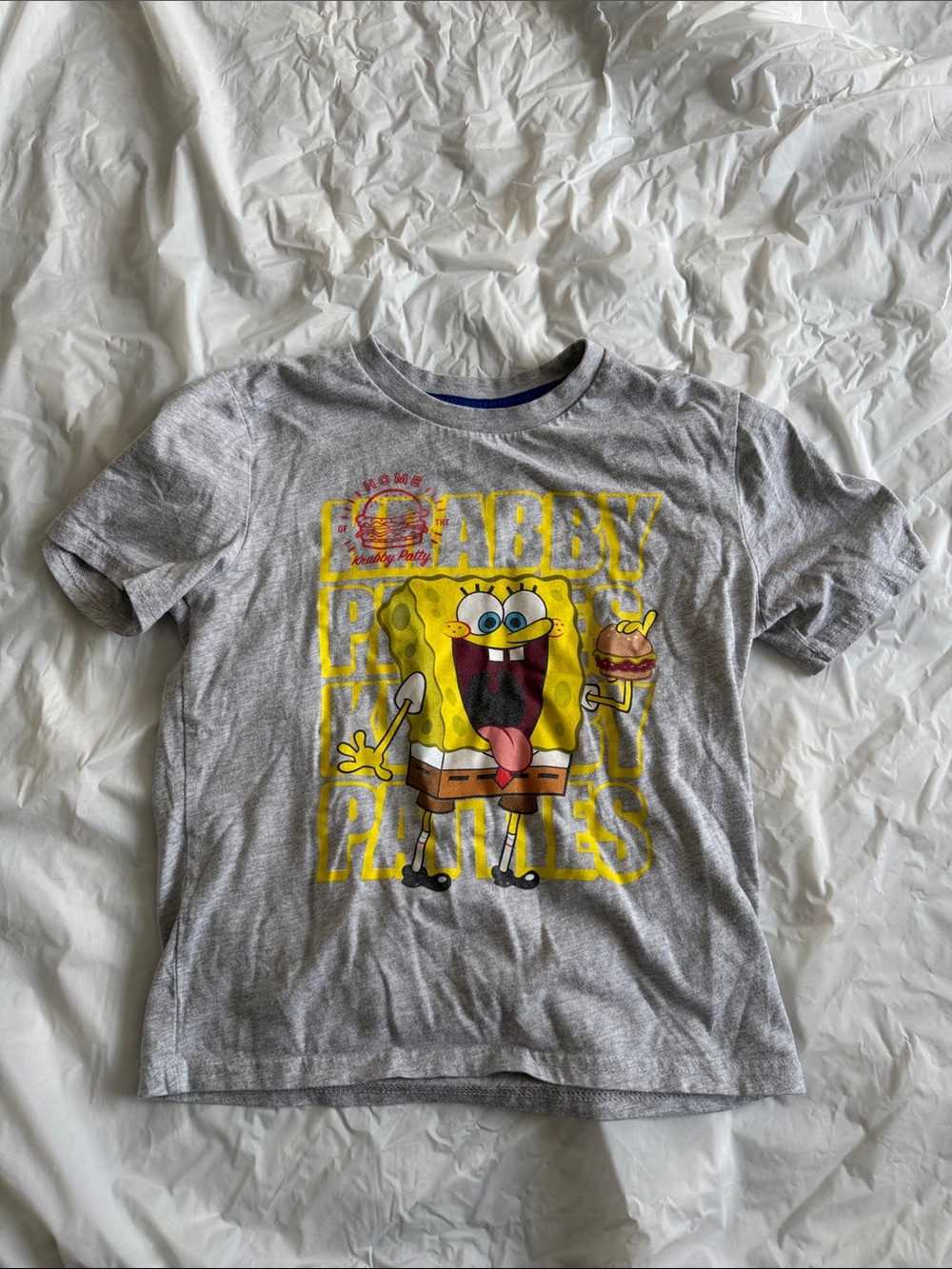 SpongeBob Squarepants Gray Tee with Yellow Graphic size 7-8